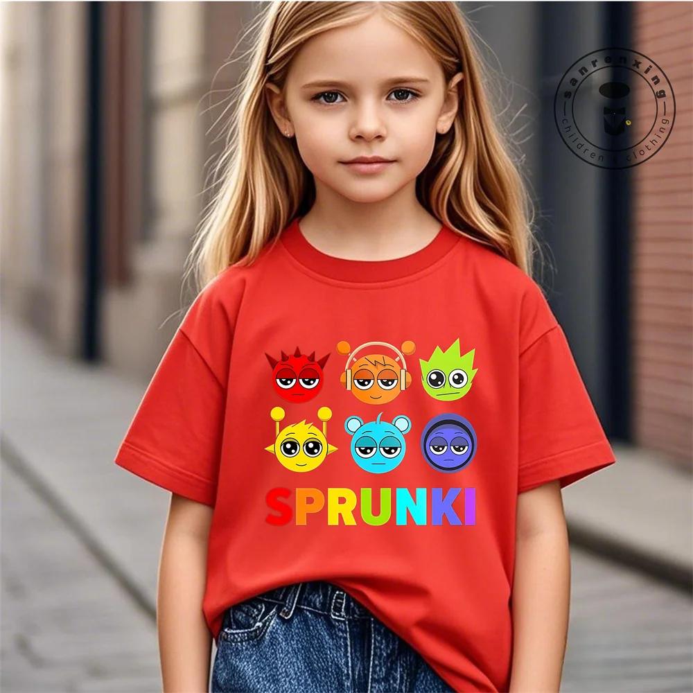 Летняя детская футболка Аниме Спранки Графическая футболка Мальчики Девочки Хоррор Игры Топы с коротким рукавом Дикая футболка Мультяшные футболки Спранки 160